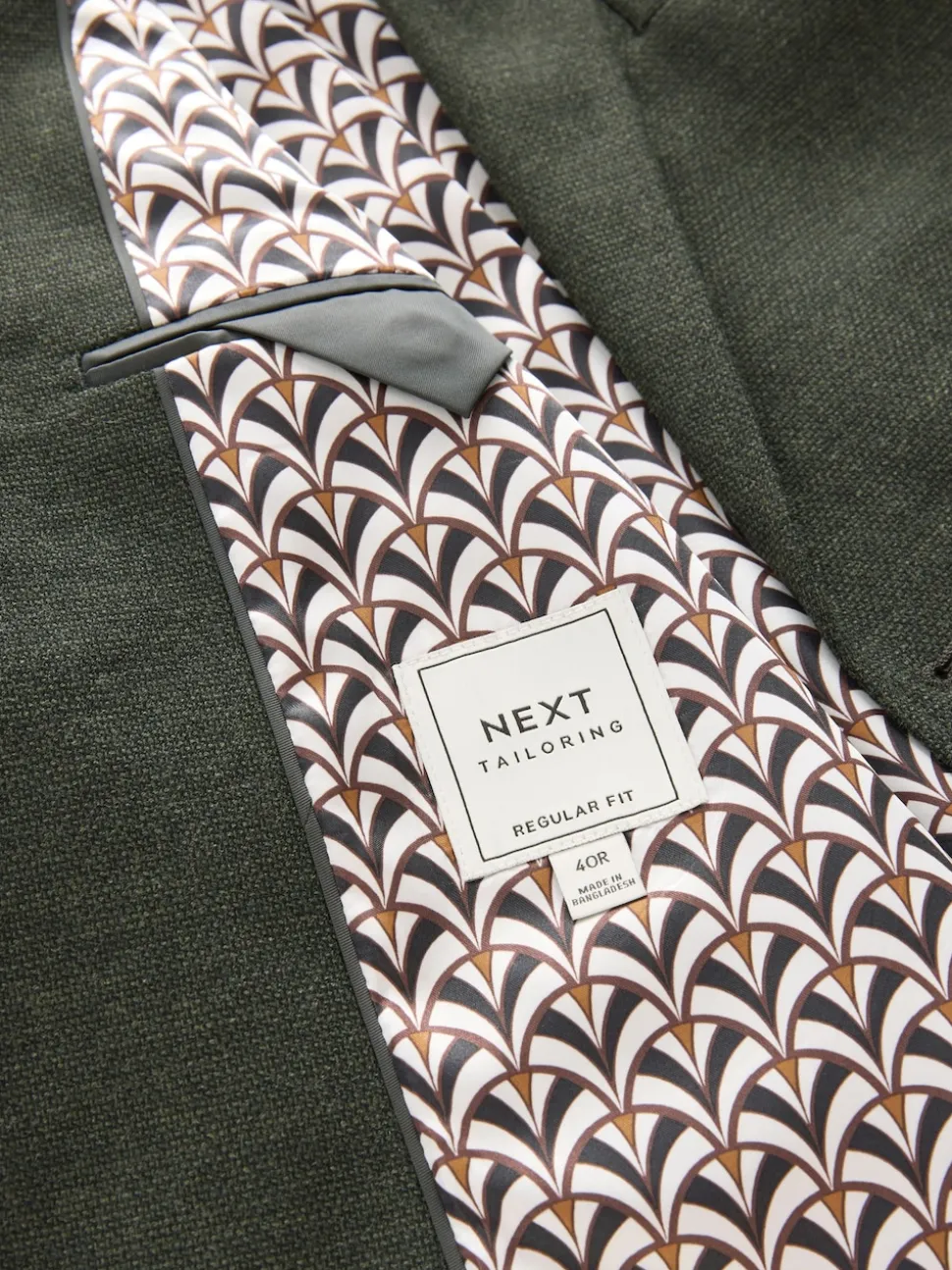 Khaki Green Regular Fit Textured Smart Blazer