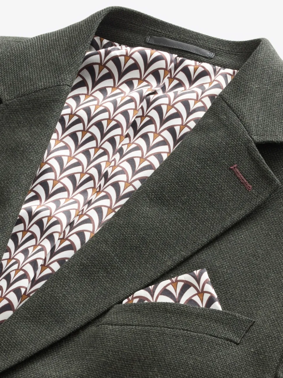 Khaki Green Regular Fit Textured Smart Blazer