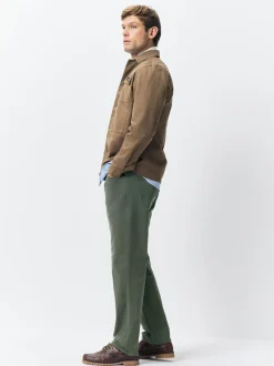 Khaki Green Regular Tapered Fit 5 Pocket Soft Touch Trousers