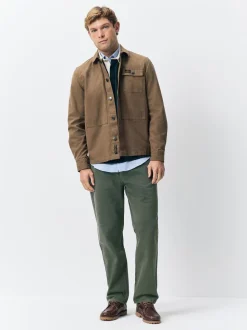 Khaki Green Regular Tapered Fit 5 Pocket Soft Touch Trousers