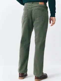 Khaki Green Regular Tapered Fit 5 Pocket Soft Touch Trousers
