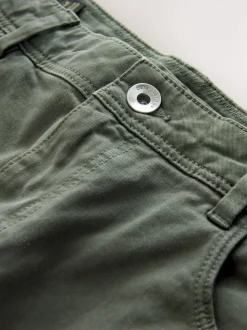 Khaki Green Regular Tapered Fit 5 Pocket Soft Touch Trousers