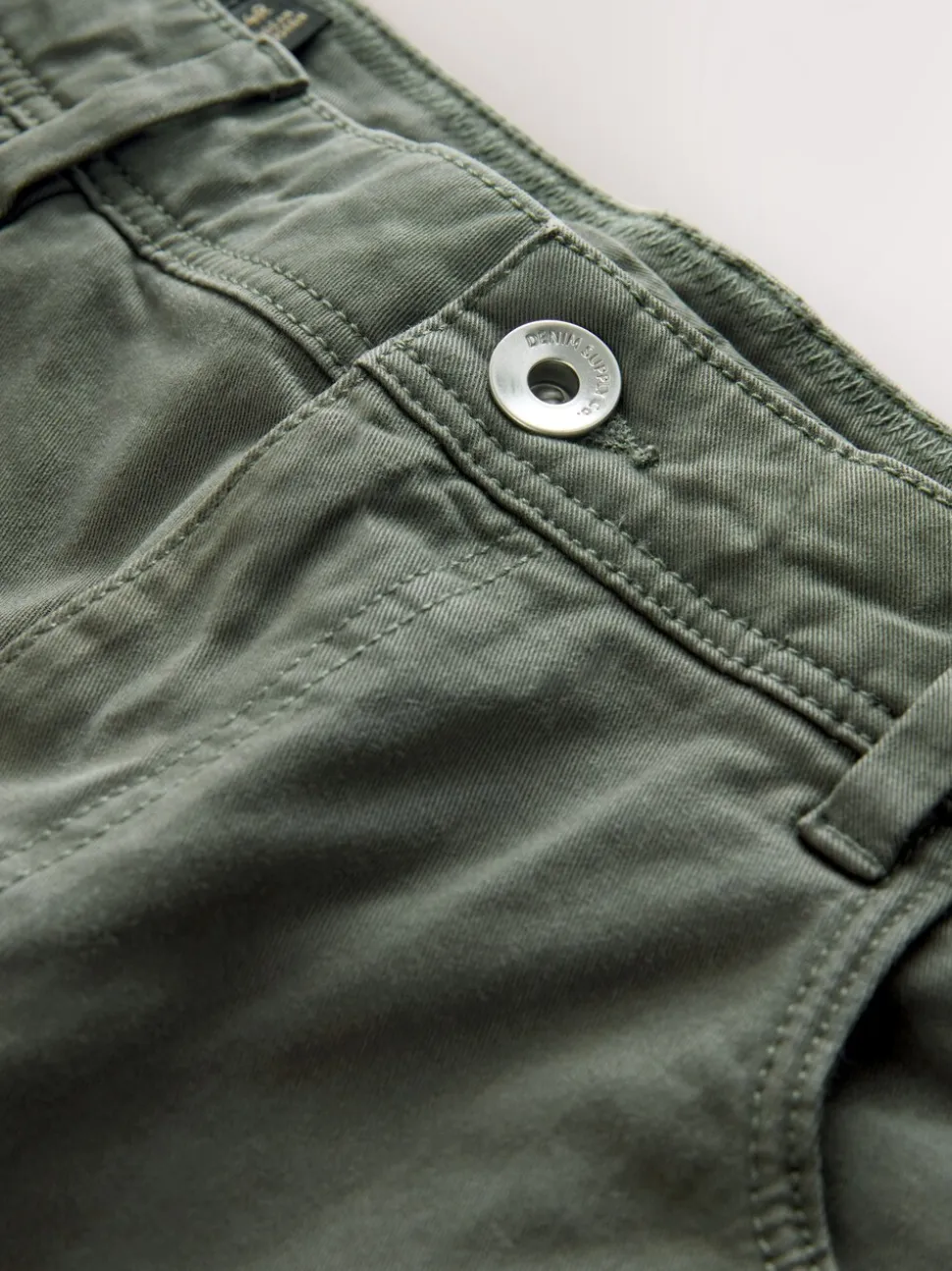 Khaki Green Regular Tapered Fit 5 Pocket Soft Touch Trousers