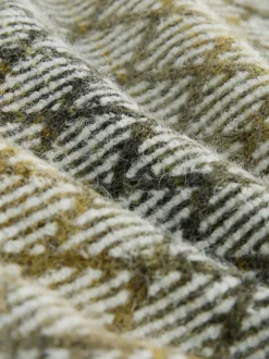 Khaki Green Relaxed Fit Ombre Diamond Pattern Texture Crew Neck Jumper with Wool
