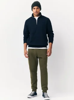 Khaki Green Slim Fit Slim Fit Brushback Heavyweight Joggers