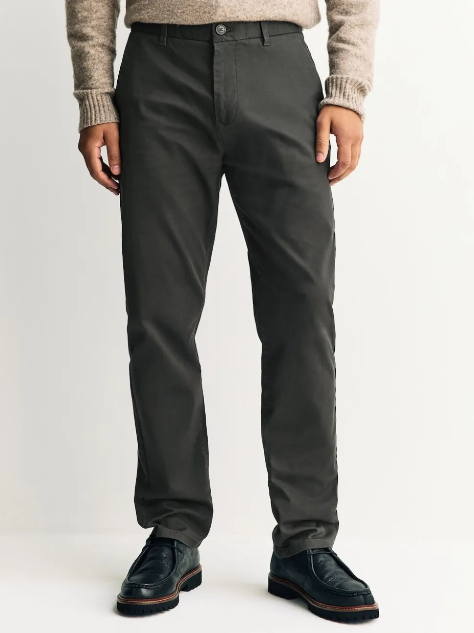 Khaki Green Slim Fit Stretch Chinos Trousers