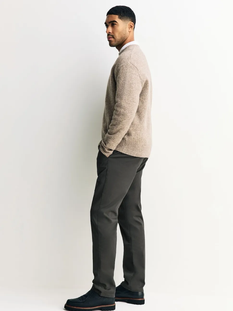 Khaki Green Slim Fit Stretch Chinos Trousers