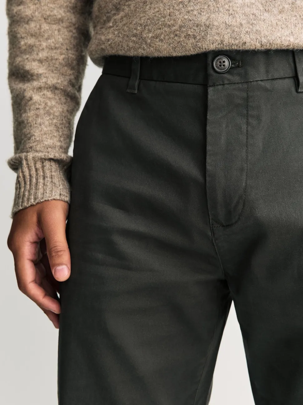 Khaki Green Slim Fit Stretch Chinos Trousers