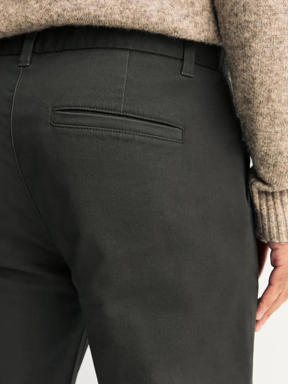 Khaki Green Slim Fit Stretch Chinos Trousers