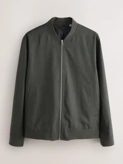 Khaki Green Smart Bomber Jacket