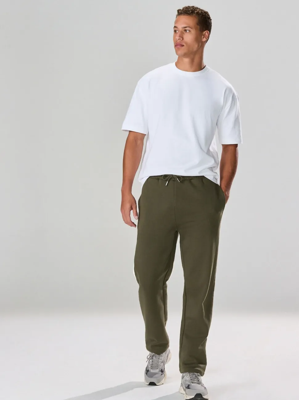 Khaki Green Straight Fit Brushback Heavyweight Joggers