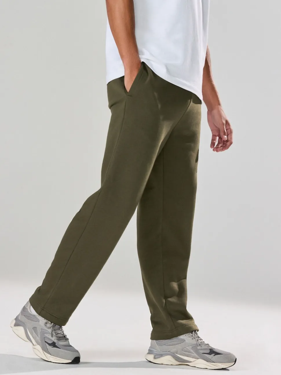 Khaki Green Straight Fit Brushback Heavyweight Joggers