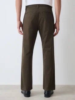 Khaki Green Straight Fit Stretch Chinos Trousers