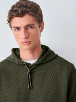 Khaki Green Textured Overhead Hoodie