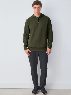 Khaki Green Textured Overhead Hoodie