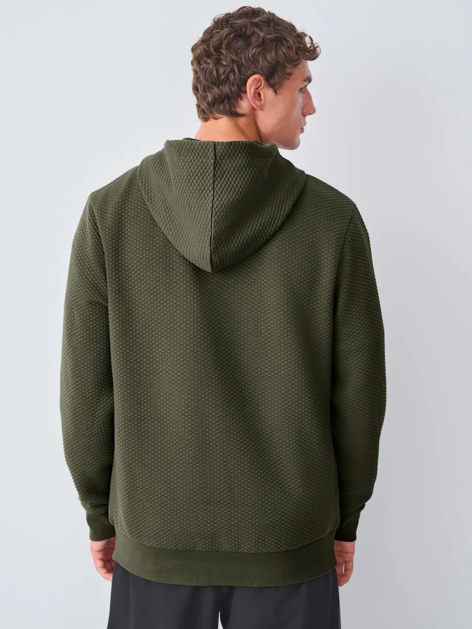 Khaki Green Textured Overhead Hoodie