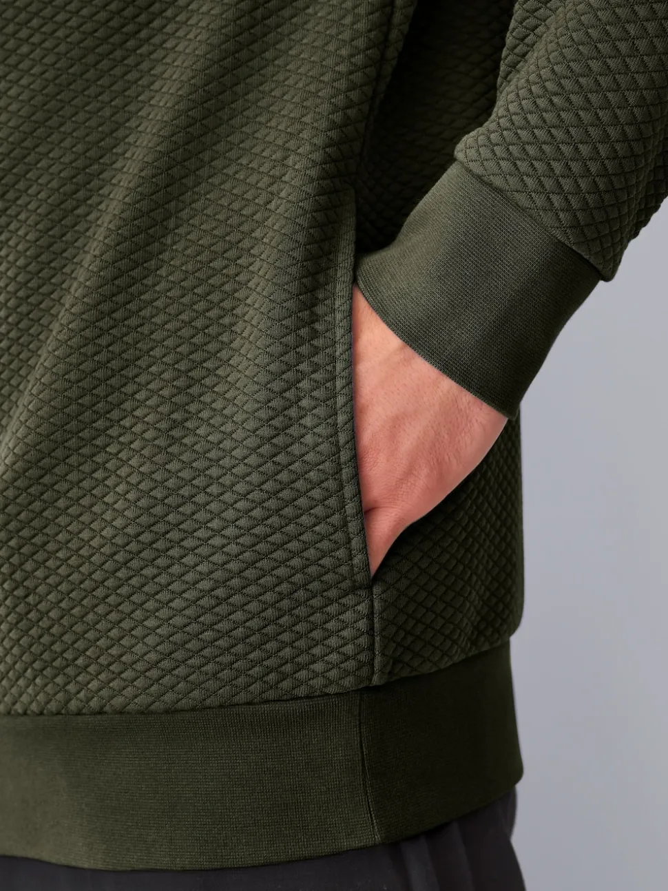 Khaki Green Textured Overhead Hoodie