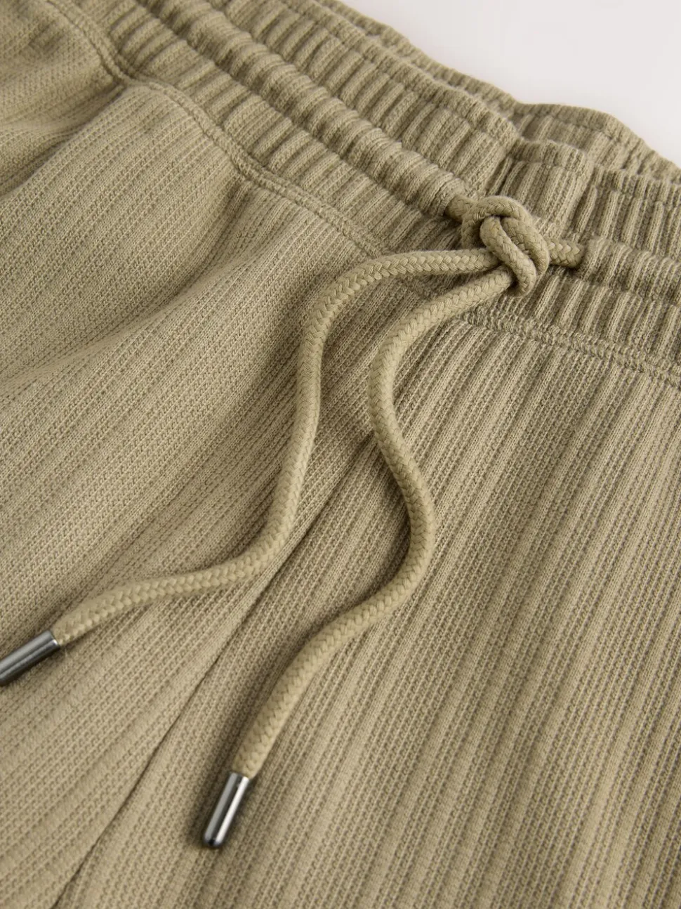 Khaki Green Textured Straight Leg Joggers