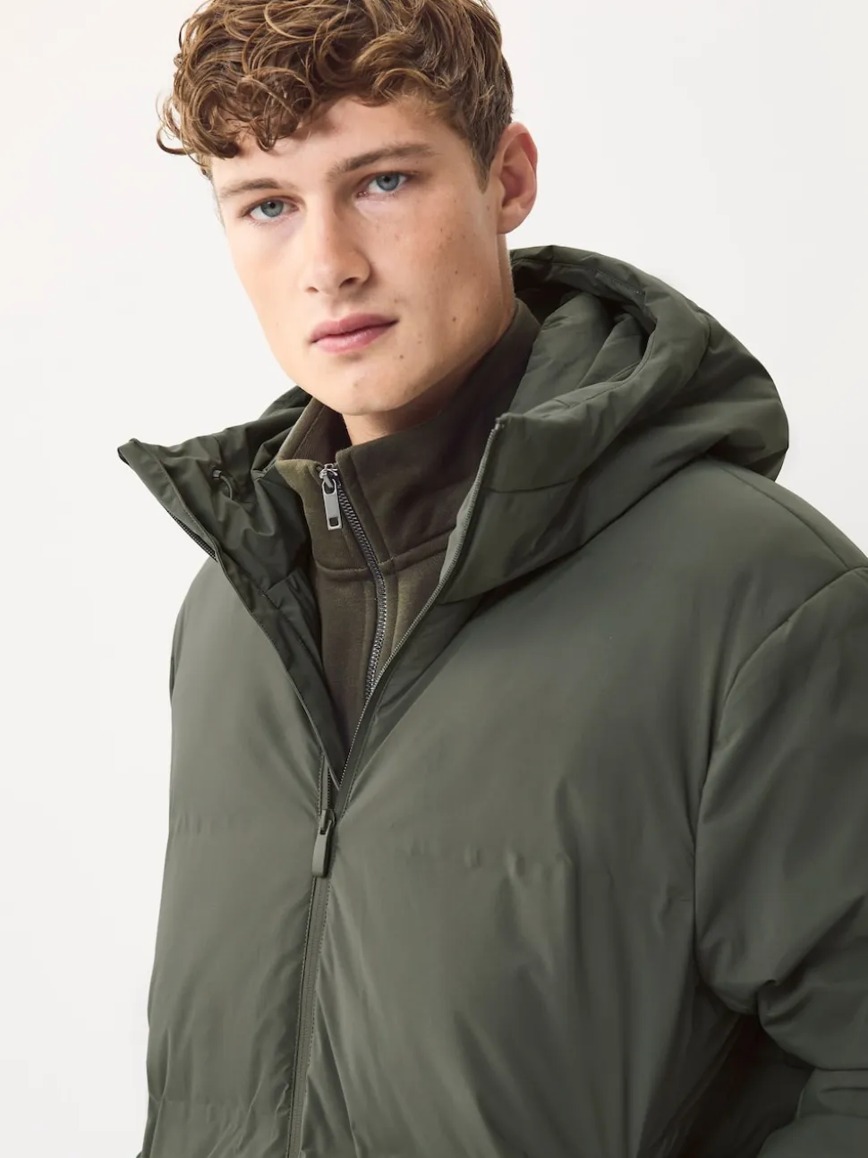 Khaki Green ThermoGen Shower Resistant Puffer Jacket