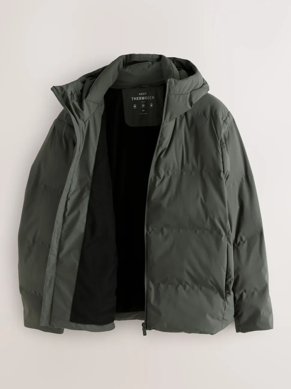 Khaki Green ThermoGen Shower Resistant Puffer Jacket