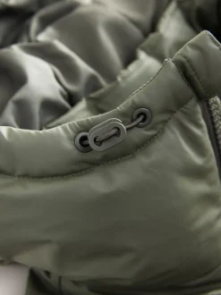 Khaki Green ThermoGen Shower Resistant Rubbersied Puffer Coat