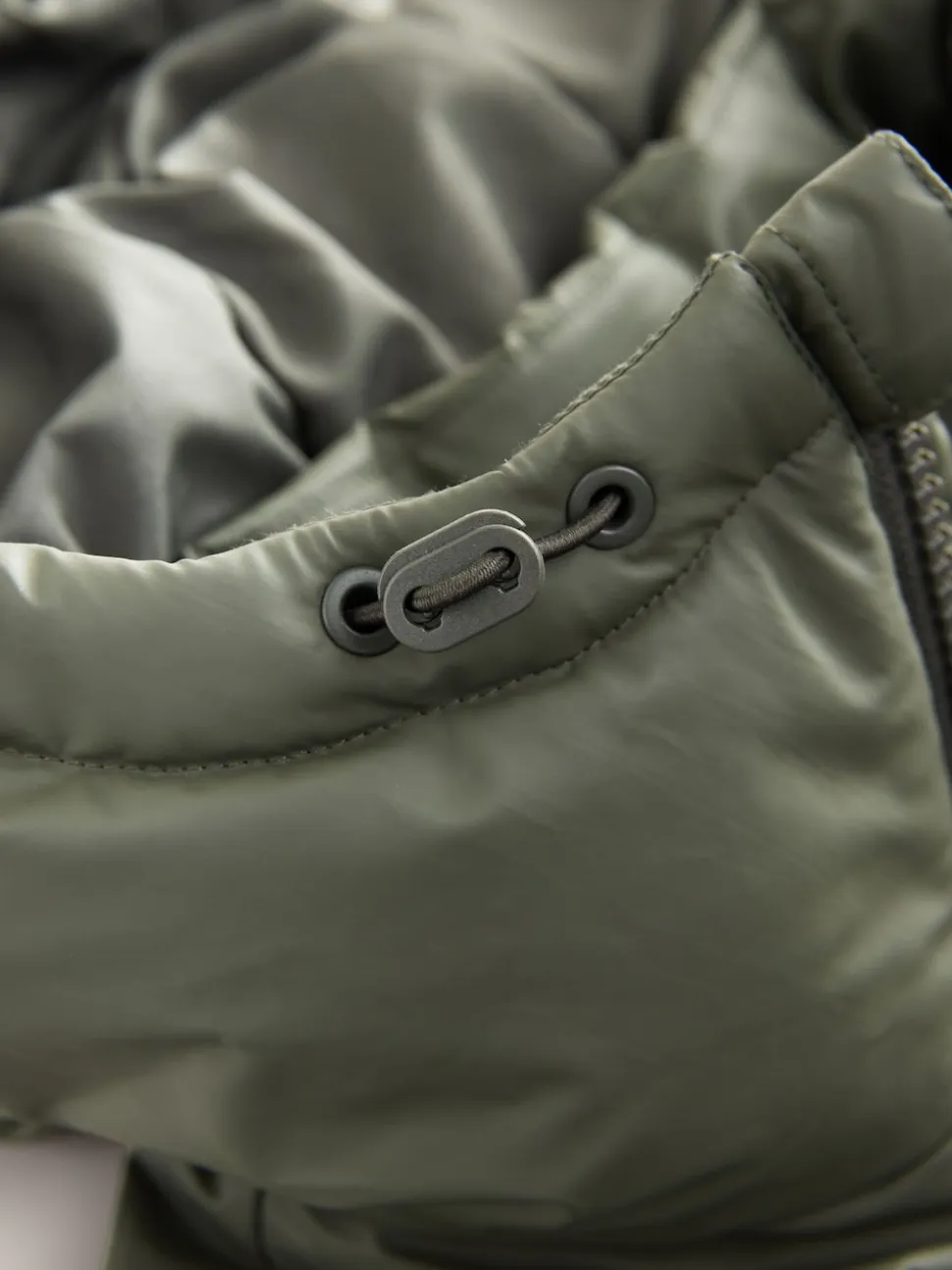 Khaki Green ThermoGen Shower Resistant Rubbersied Puffer Coat