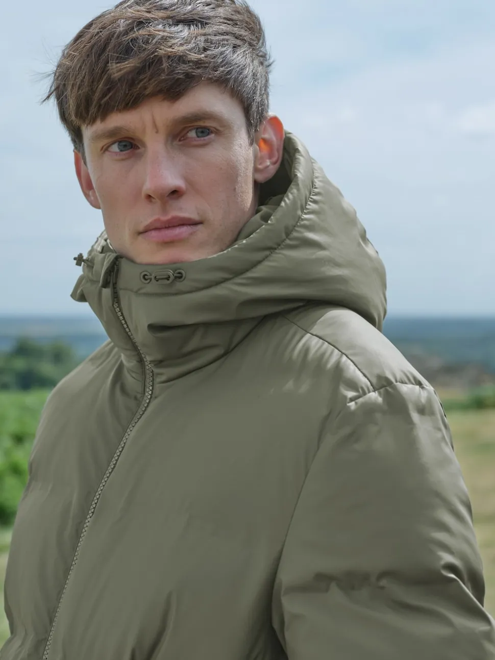 Khaki Green ThermoGen Shower Resistant Rubbersied Puffer Coat