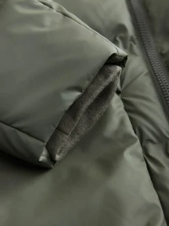 Khaki Green ThermoGen Shower Resistant Rubbersied Puffer Coat