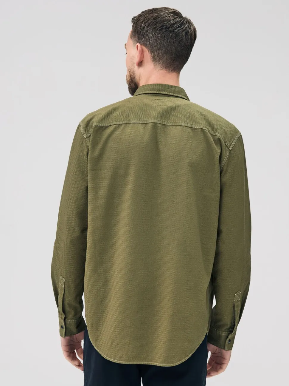 Khaki Green Twin Pocket Western Style Long Sleeve Shirt