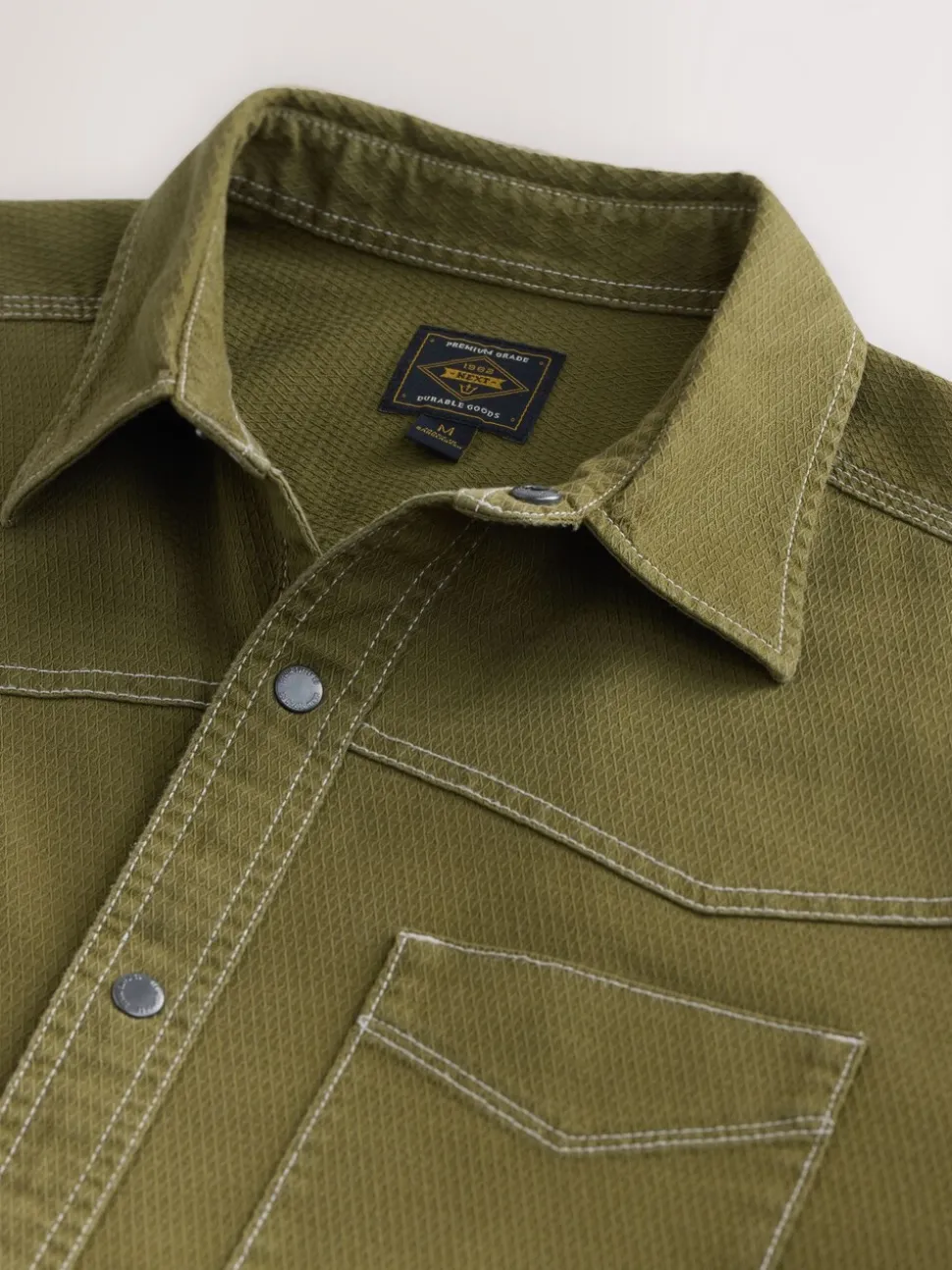 Khaki Green Twin Pocket Western Style Long Sleeve Shirt