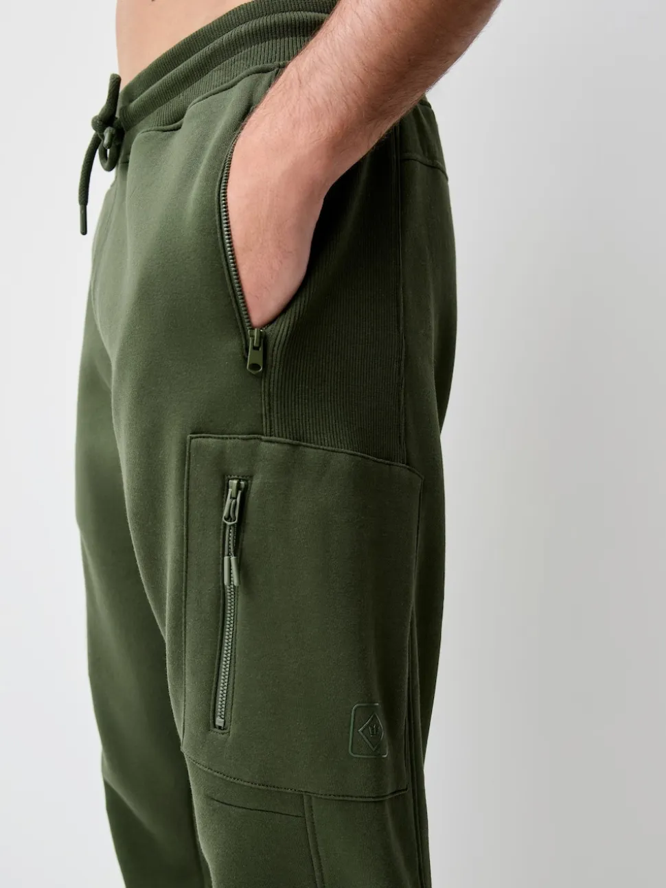 Khaki Green Utility Brushback Heavyweight Cargo Joggers