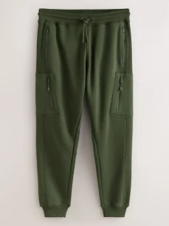 Khaki Green Utility Brushback Heavyweight Cargo Joggers