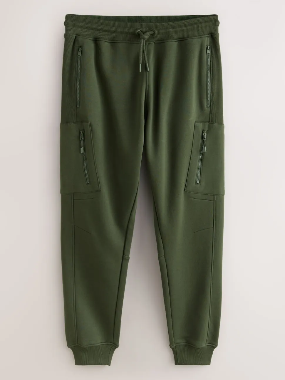 Khaki Green Utility Brushback Heavyweight Cargo Joggers