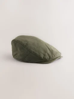 Khaki Green Wax Canvas Flat Cap