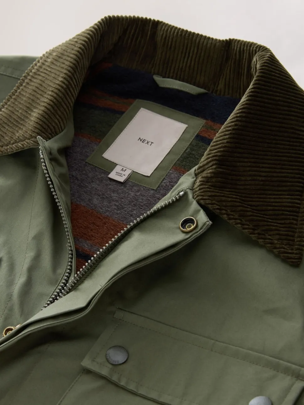 Khaki Green Wax Corduroy Collar Barn Jacket