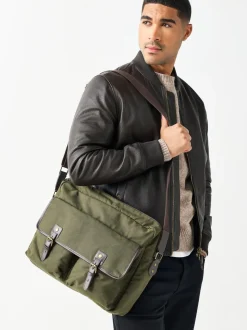Khaki Green Wax Cotton Messenger Bag