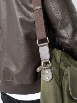 Khaki Green Wax Cotton Messenger Bag