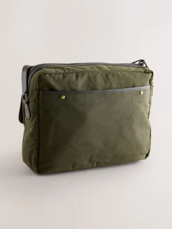 Khaki Green Wax Cotton Messenger Bag