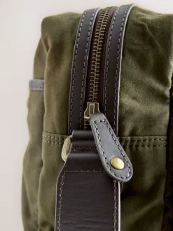 Khaki Green Wax Cotton Messenger Bag