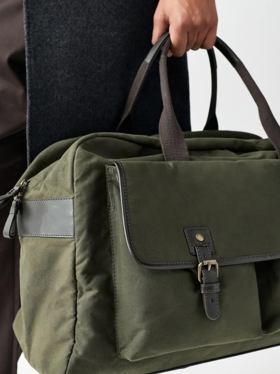 Khaki Green Wax Cotton Weekend Holdall Bag