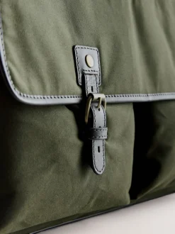 Khaki Green Wax Cotton Weekend Holdall Bag