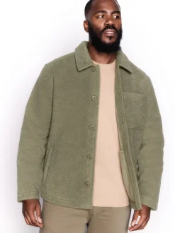 Khaki Green Wool Look Fleece Shacket
