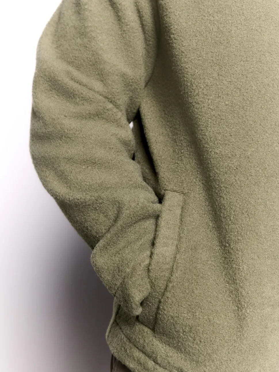 Khaki Green Wool Look Fleece Shacket