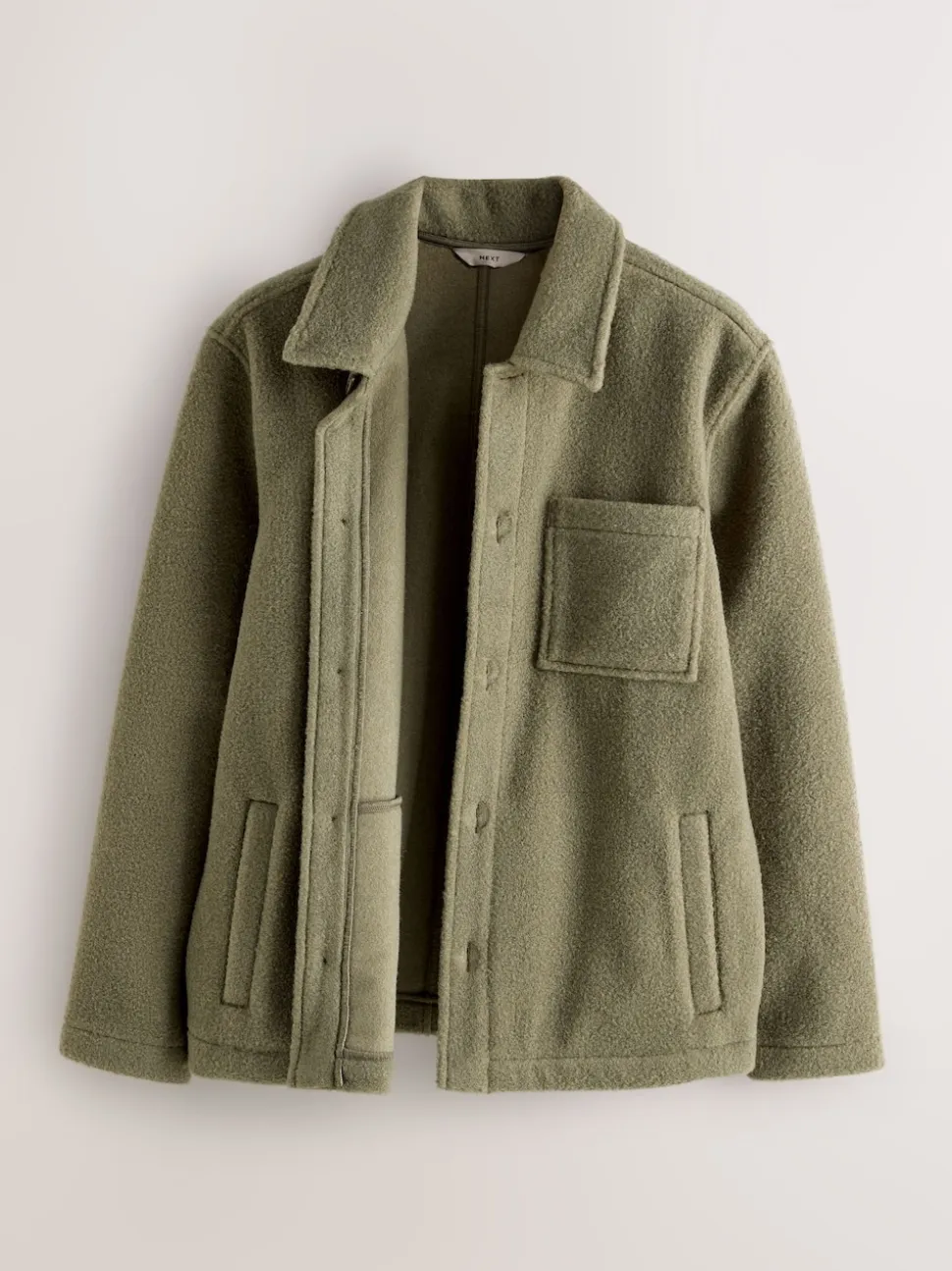 Khaki Green Wool Look Fleece Shacket