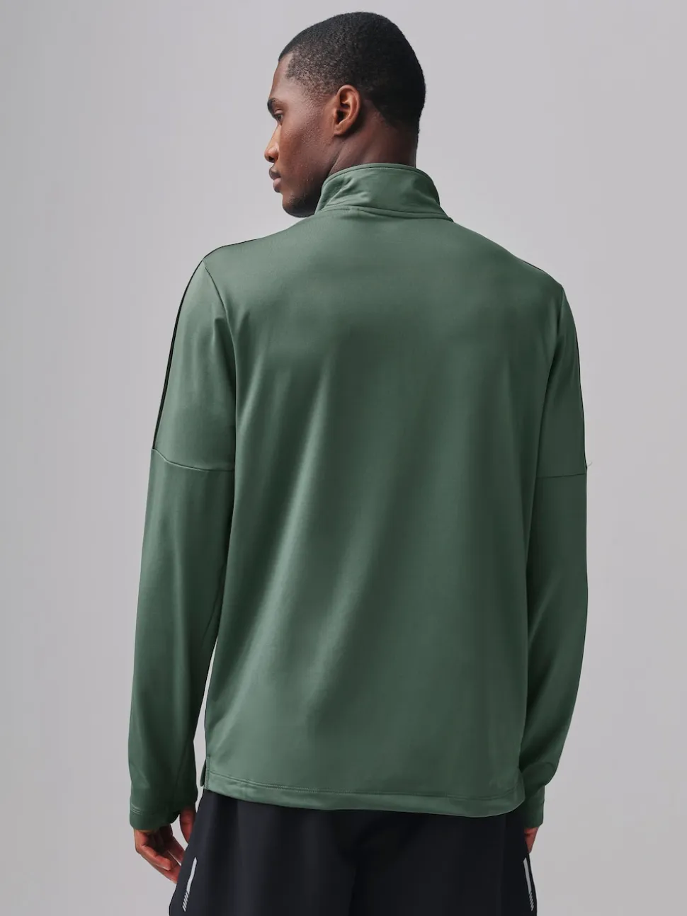 Khaki Green Zip Neck Active Training Top