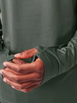 Khaki Green Zip Neck Active Training Top