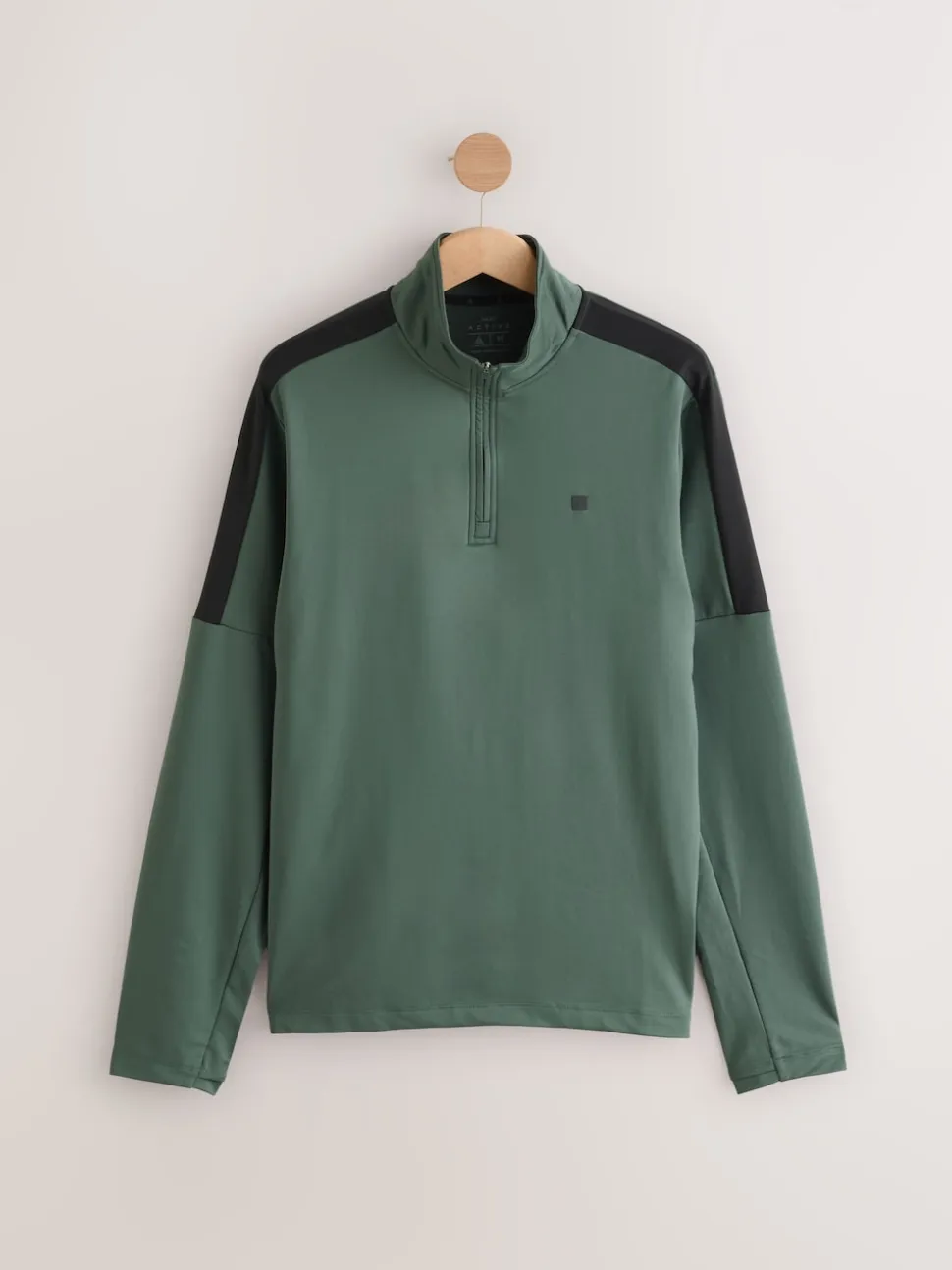 Khaki Green Zip Neck Active Training Top