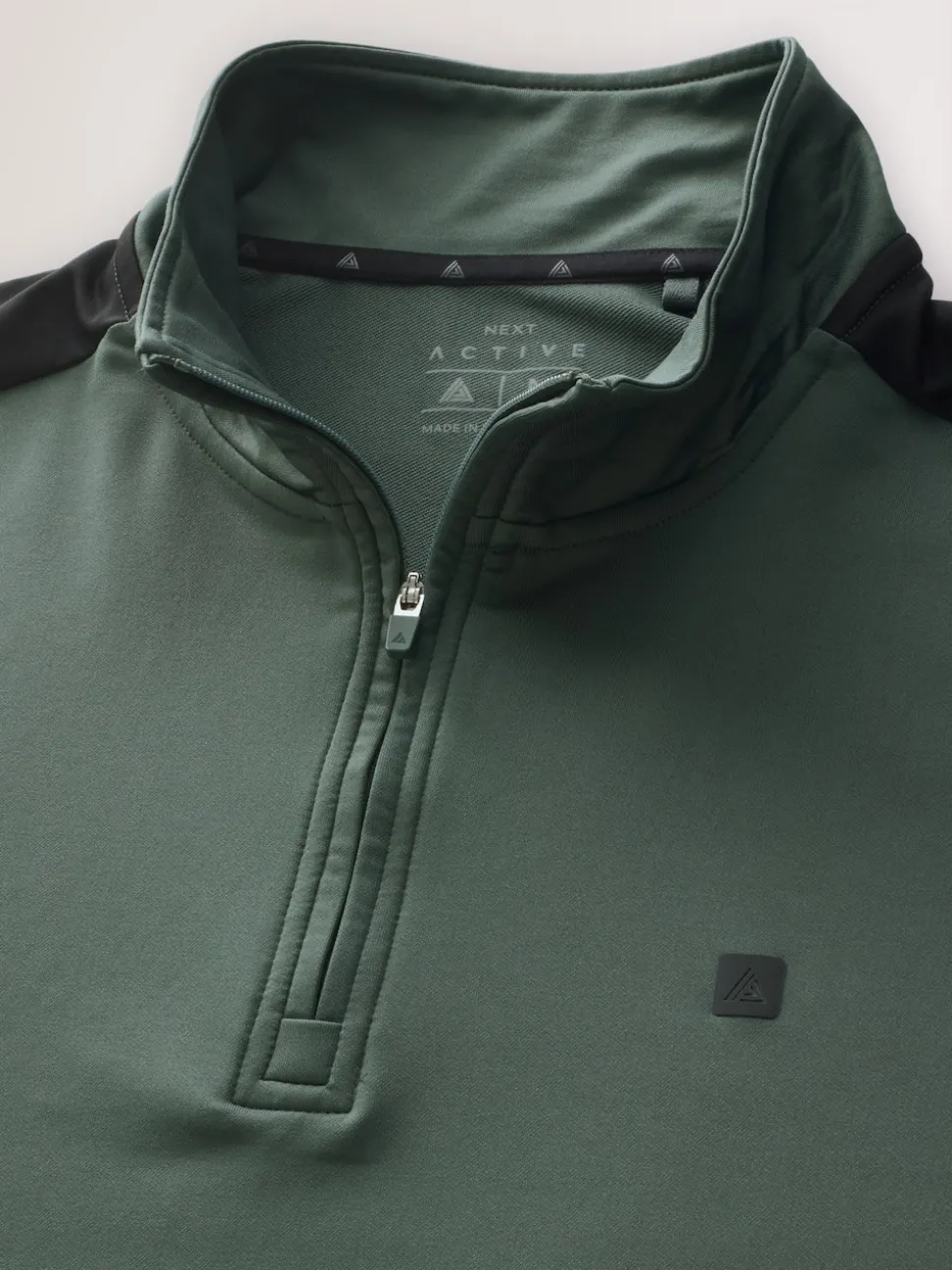 Khaki Green Zip Neck Active Training Top