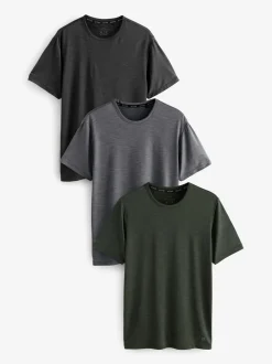 Khaki Green/Slate Grey/Black Short Sleeve Tee Active Gym Mesh Vests 3 Pack