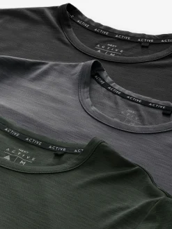 Khaki Green/Slate Grey/Black Short Sleeve Tee Active Gym Mesh Vests 3 Pack